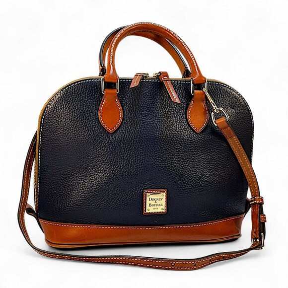 Dooney & Bourke Handbags - Dooney & Bourke Top Zip Cobalt Blue Satchel Purse Pebbled Grain Leather Bag